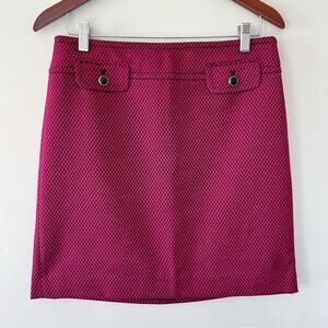 LOFT Red & Black Textured Pencil Skirt Size 6 EUC